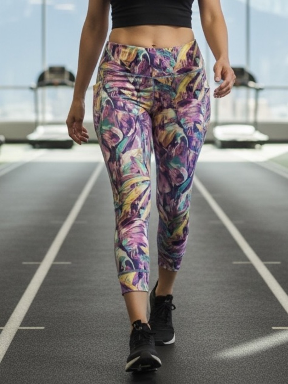 Belle by Kim Gravel Multicolor Abstract Brushstroke Full Length Leggings 2X